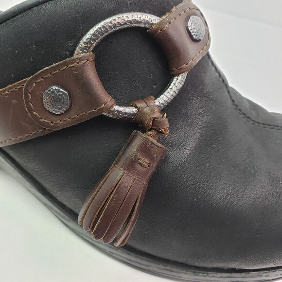 Dansko Womens Sz EU 37 US 6.5-7 Black Leather Slip On Work Nurse Mule Clog Shoes - Picture 11 of 12